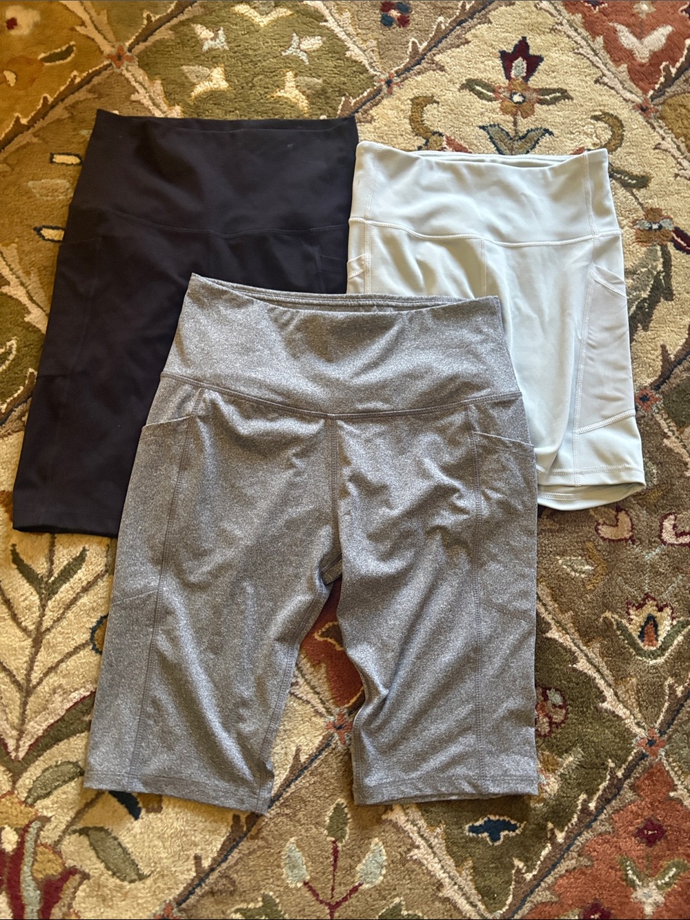 Women’s High-Rise Bike Shorts – Black, Light Gray, Heather Gray